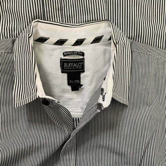 Buffalo David Bitton Shirt Men XL Long Sleeve Striped Regular Fit Cotton - Picture 3 of 12